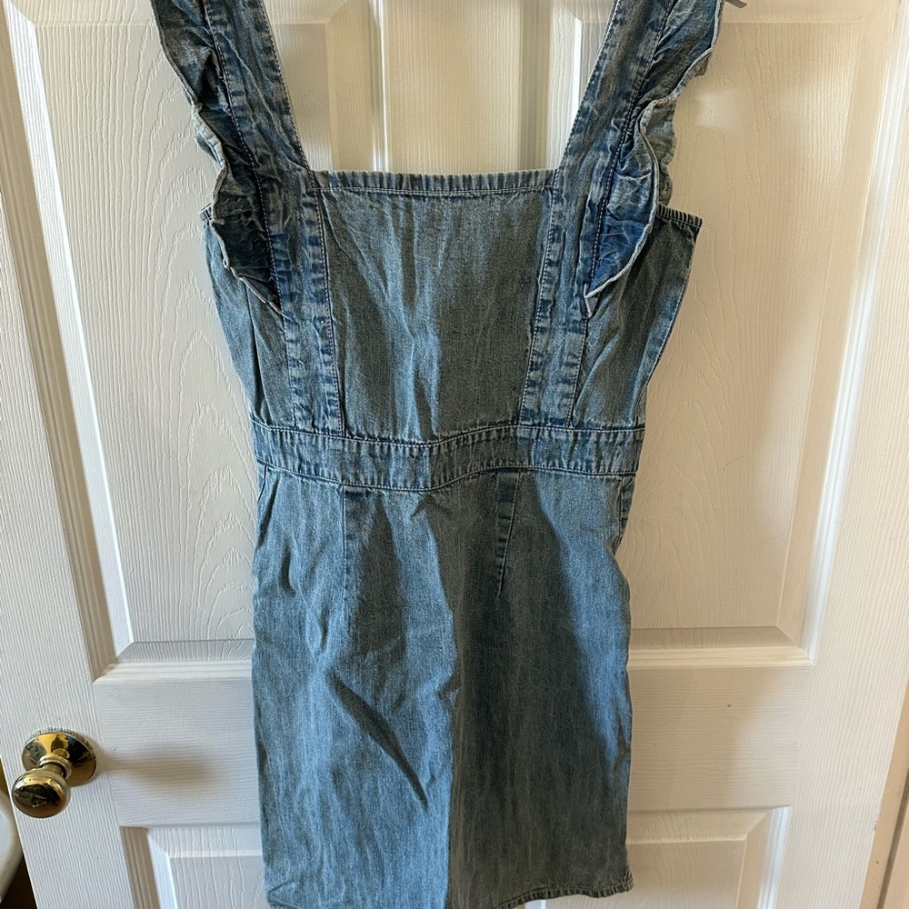Denim Ruffle Strap Dress
